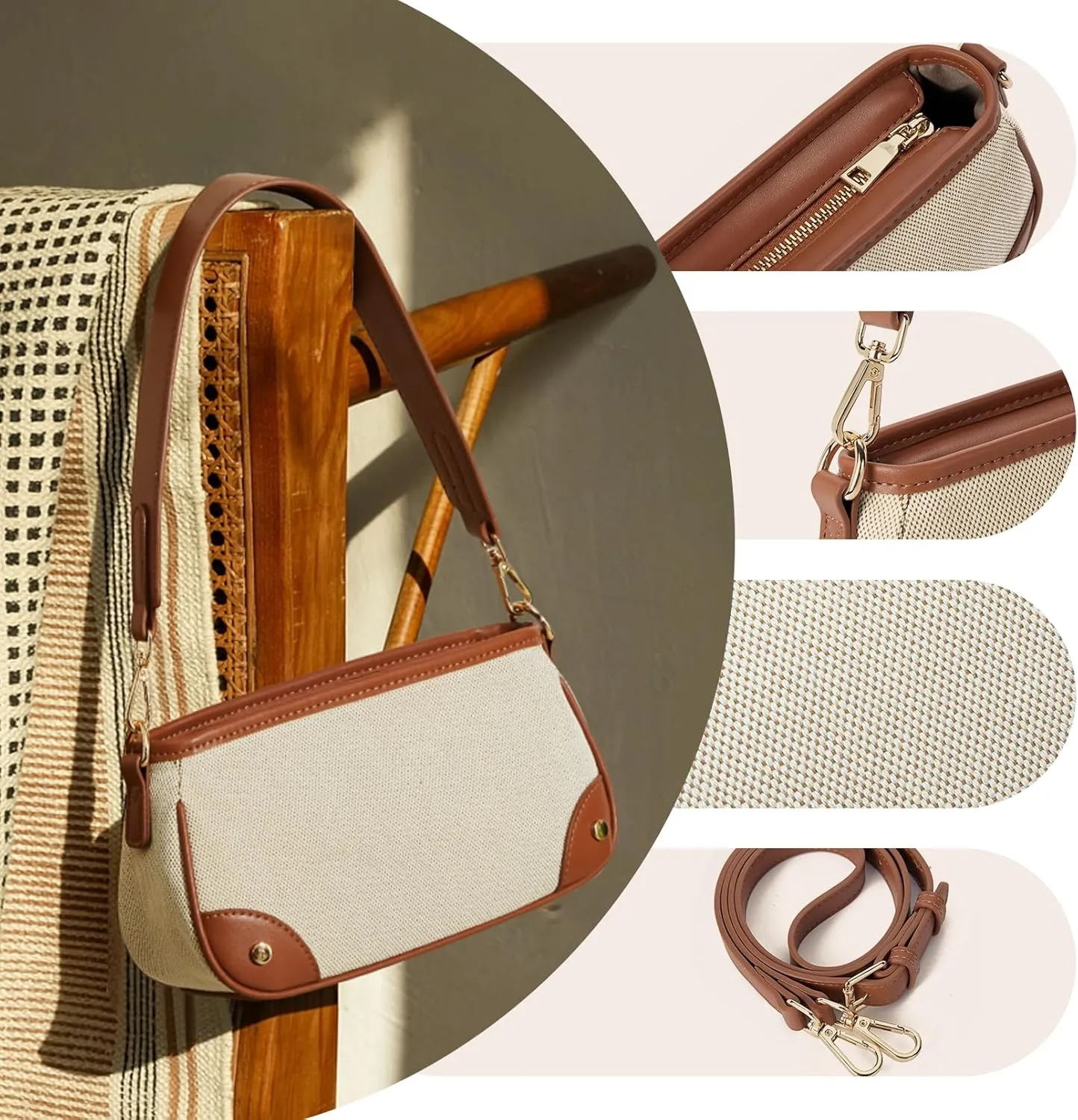 Telena Shoulder Bag for Women Vegan Leather Women's Shoulder Purses Handbags with 2 Removable Strap Crossbody Bag Purses