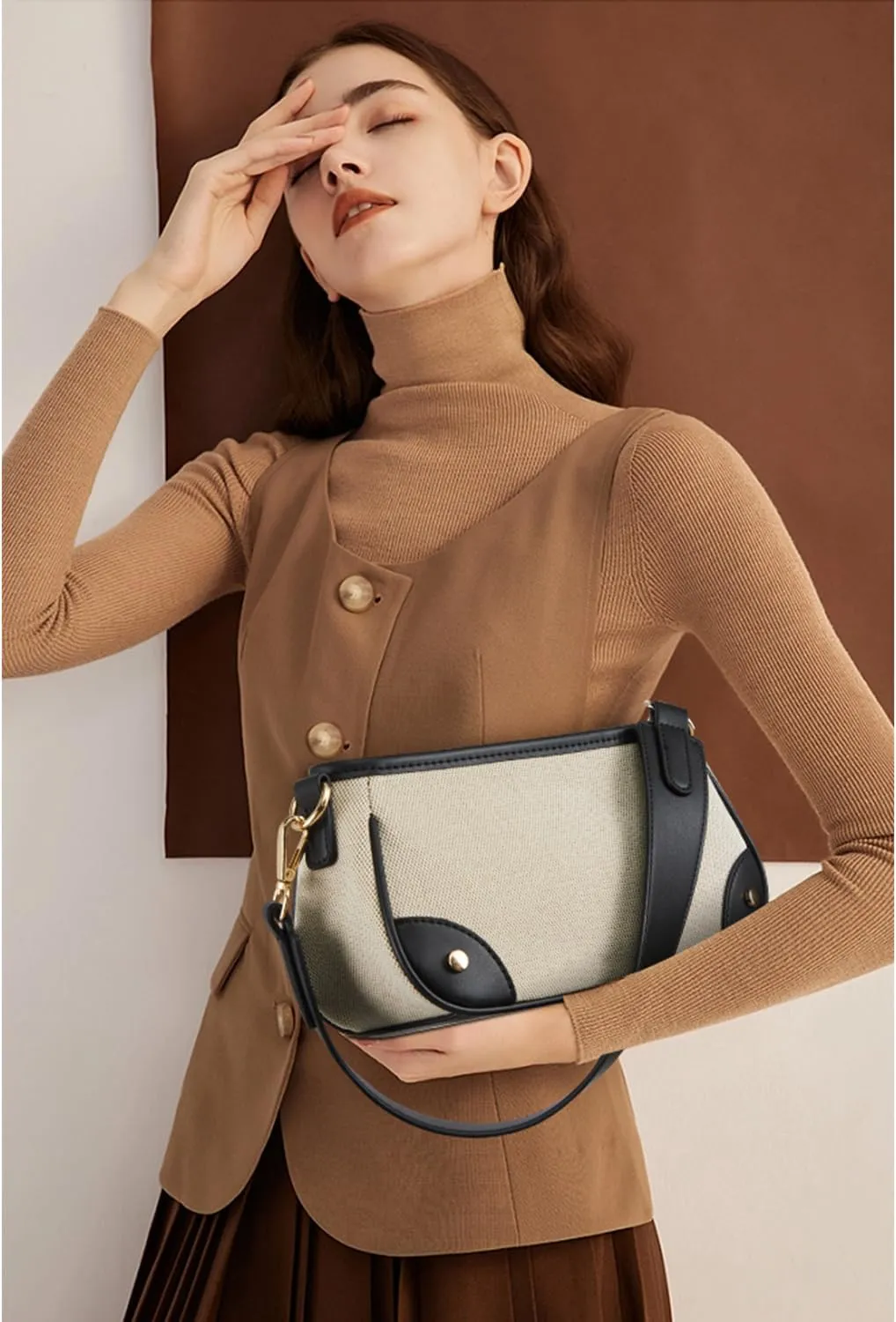 Telena Shoulder Bag for Women Vegan Leather Women's Shoulder Purses Handbags with 2 Removable Strap Crossbody Bag Purses