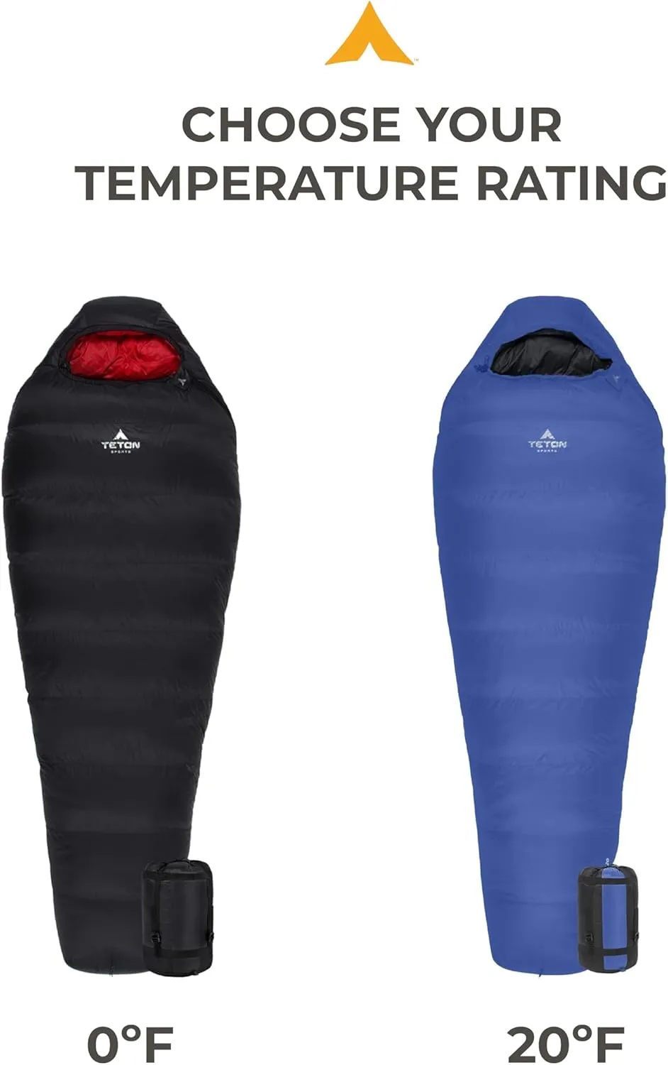 TETON Sports ALTOS, 20 Degree and 0 Degree Sleeping Bag for Adults, Lightweight Warm Mummy Sleeping Bag for Camping, Hiking, Backpacking