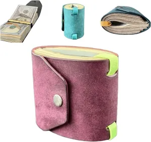 The Cash Wrap Wallet,Fast Cash Access Money Holder for Cash,Leather Money Wallet Organizer, Handy Purse Bands with Magnetic Clasp (purple)