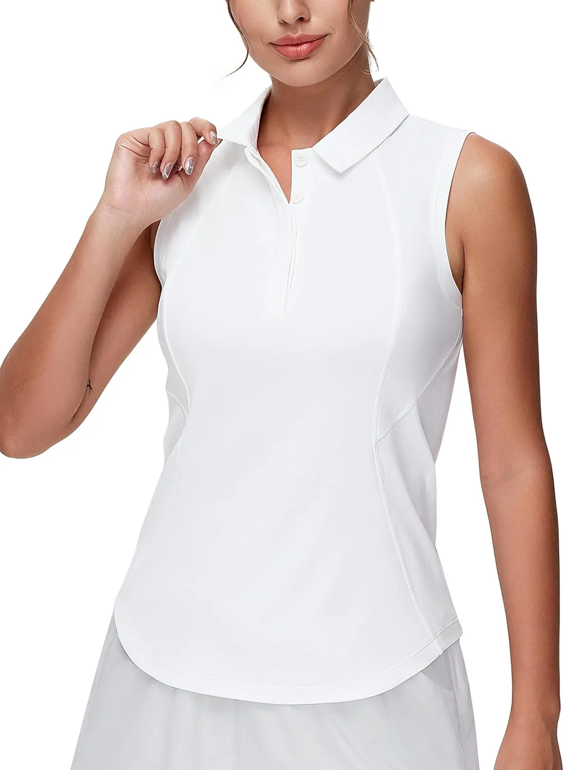 THE GYM PEOPLE Women's Sleeveless Tennis Polo Shirts Collared Slim Fit Breathable Workout Golf Tank Tops