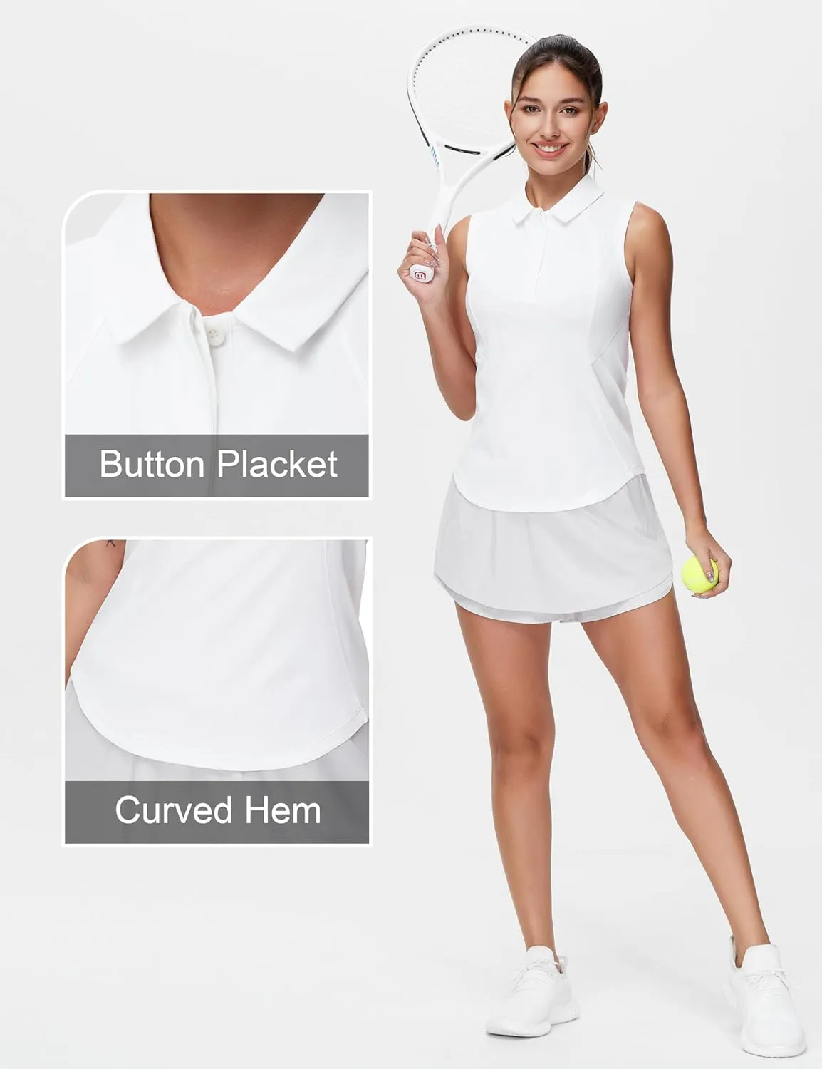 THE GYM PEOPLE Women's Sleeveless Tennis Polo Shirts Collared Slim Fit Breathable Workout Golf Tank Tops