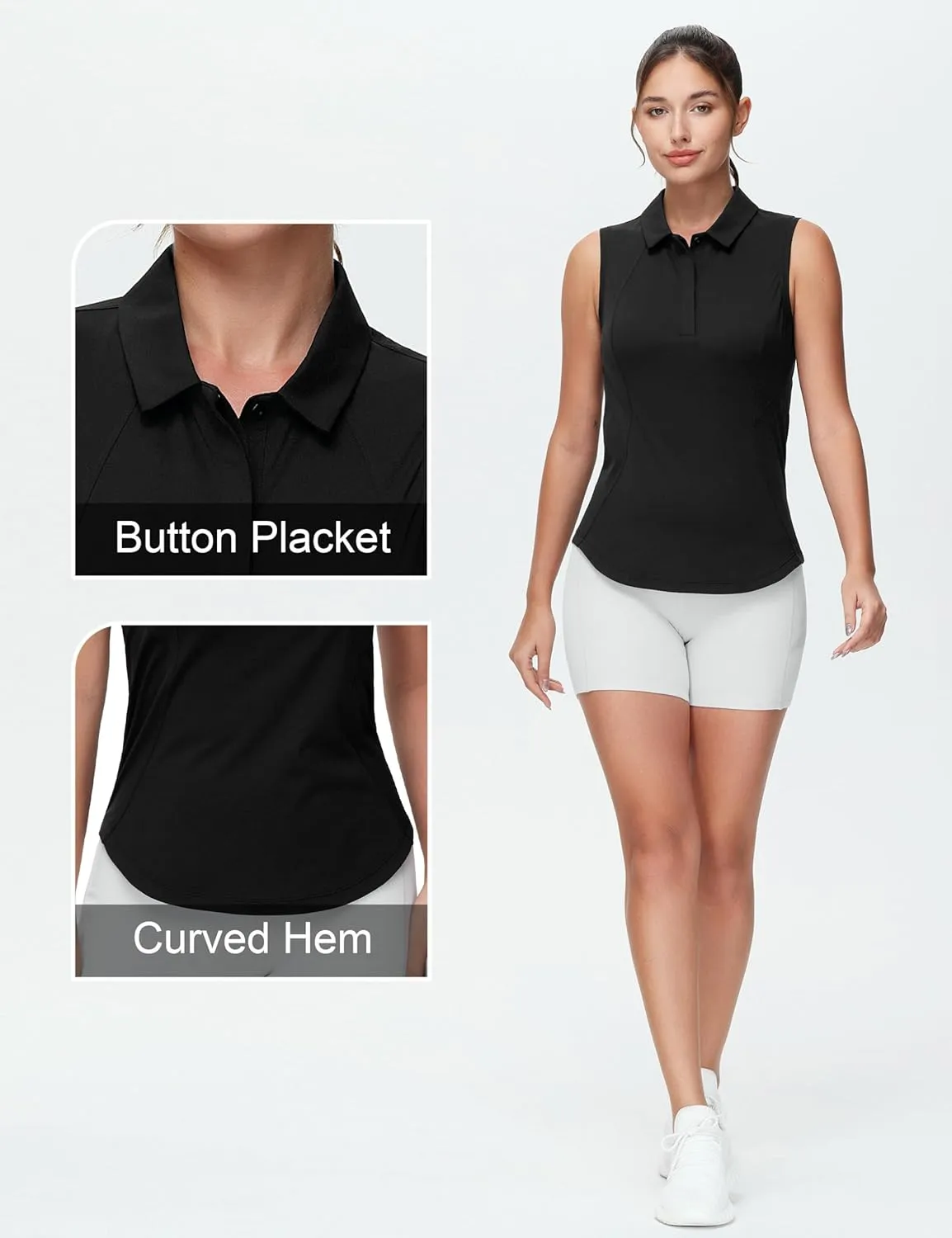 THE GYM PEOPLE Women's Sleeveless Tennis Polo Shirts Collared Slim Fit Breathable Workout Golf Tank Tops