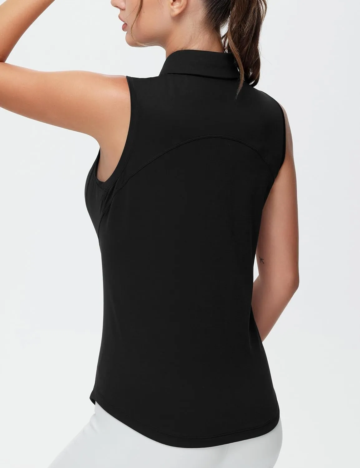 THE GYM PEOPLE Women's Sleeveless Tennis Polo Shirts Collared Slim Fit Breathable Workout Golf Tank Tops