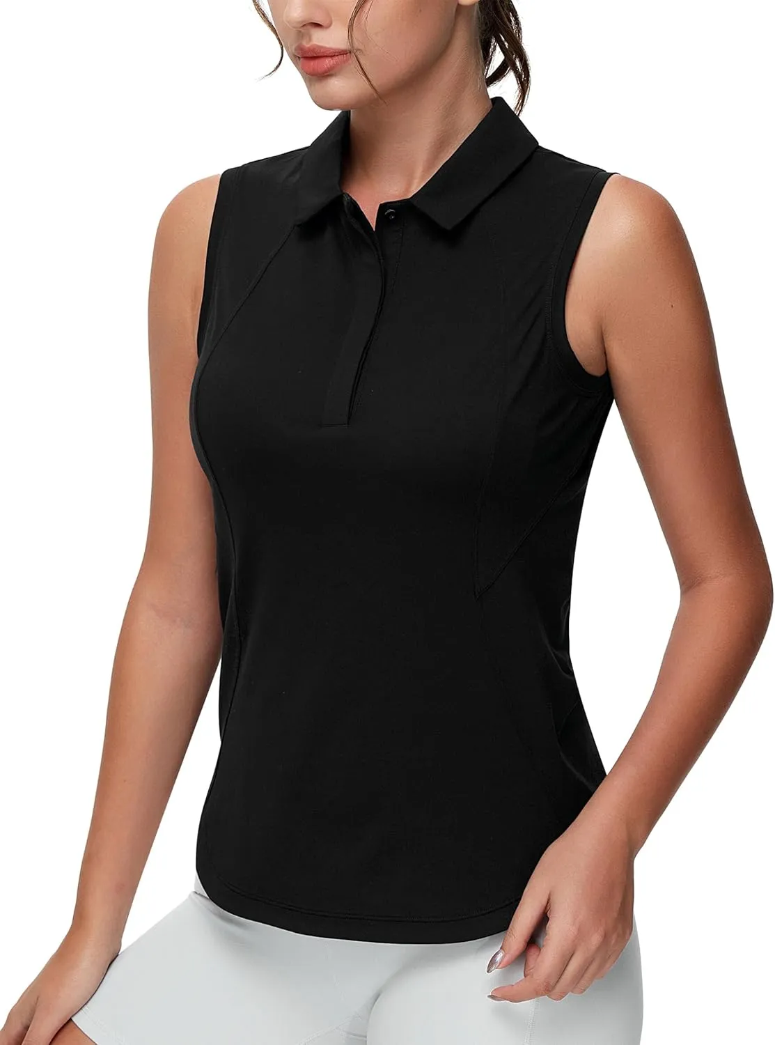 THE GYM PEOPLE Women's Sleeveless Tennis Polo Shirts Collared Slim Fit Breathable Workout Golf Tank Tops