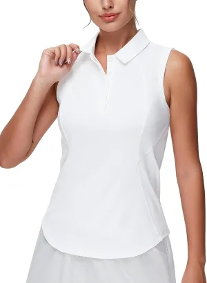 THE GYM PEOPLE Women's Sleeveless Tennis Polo Shirts Collared Slim Fit Breathable Workout Golf Tank Tops