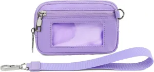 The Iris' Wallet, Women's Wristlet Handbags, Waterproof Nylon Keychain Wallet, Zip Card Case with ID Window (Purple)