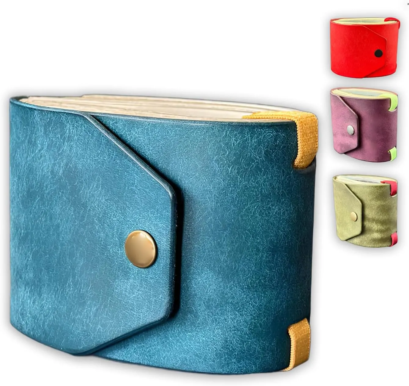 The Lava Cash Wrap Wallet, Handmade Leather Money Wallet Organizer, Handy Purse Bands with Magnetic Clasp, Money Organizer for Cash & Cards, Slim Pocket Wallet for Men & Women (Blue)