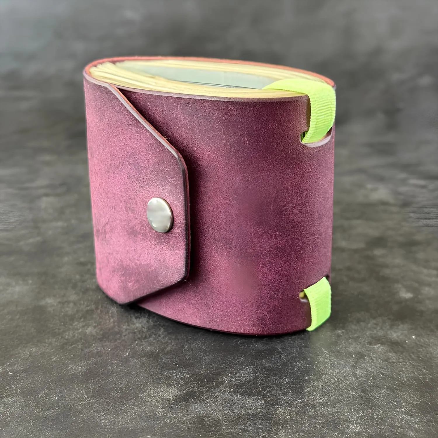 The Lava Cash Wrap Wallet, Handmade Leather Money Wallet Organizer, Handy Purse Bands with Magnetic Clasp, Money Organizer for Cash & Cards, Slim Pocket Wallet for Men & Women (Purple)