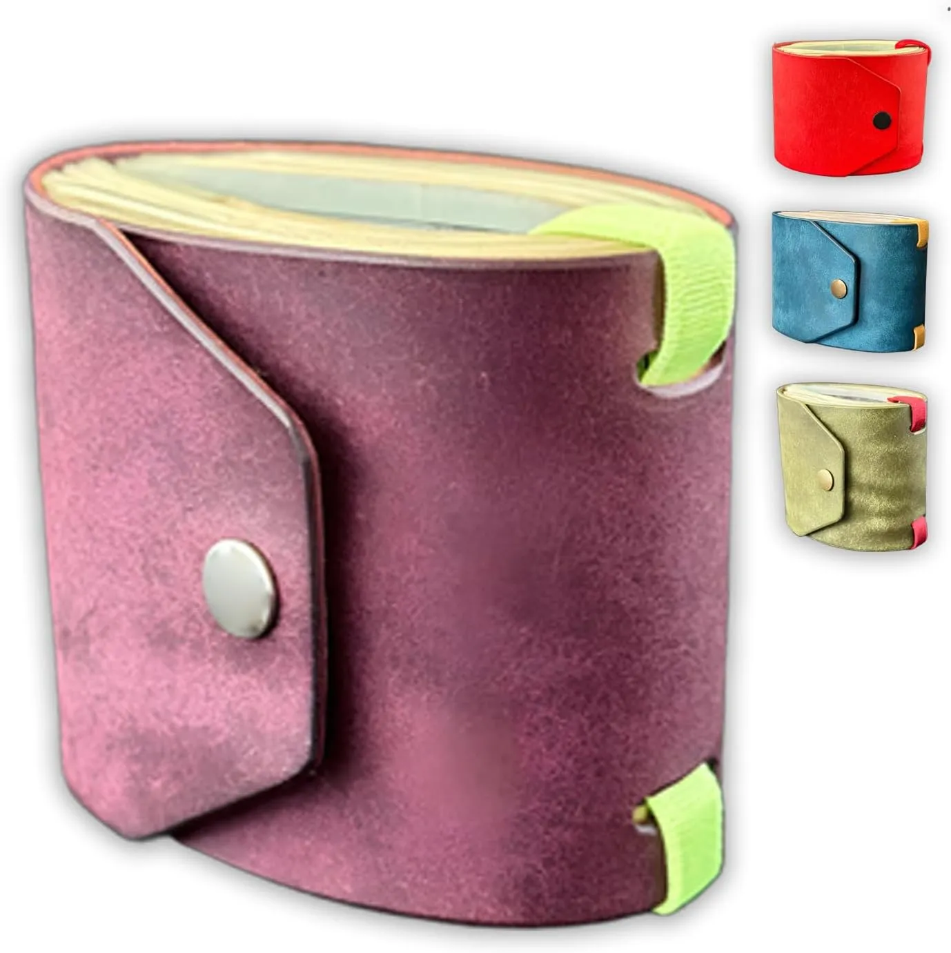 The Lava Cash Wrap Wallet, Handmade Leather Money Wallet Organizer, Handy Purse Bands with Magnetic Clasp, Money Organizer for Cash & Cards, Slim Pocket Wallet for Men & Women (Purple)