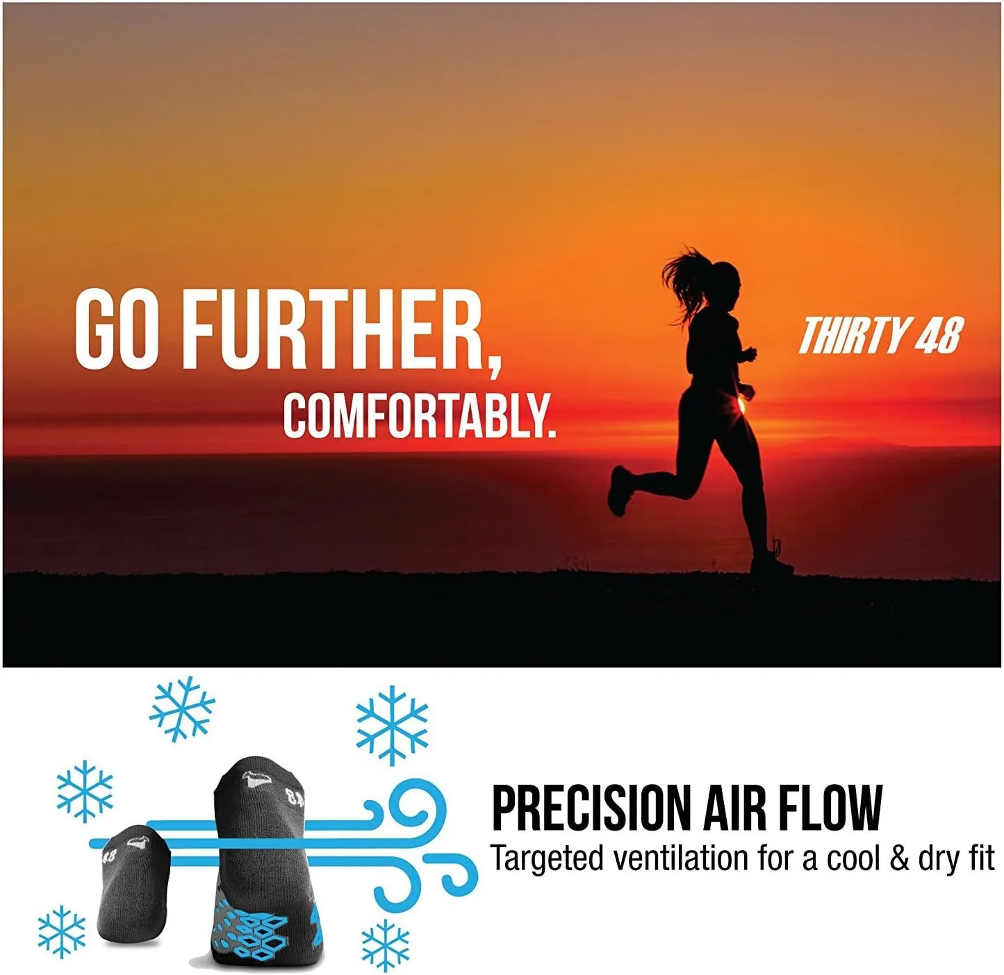 Thirty48 Running Socks for Men and Women Features Coolmax Fabric That Keeps Feet Cool & Dry - 1 Pair or 3 Pairs