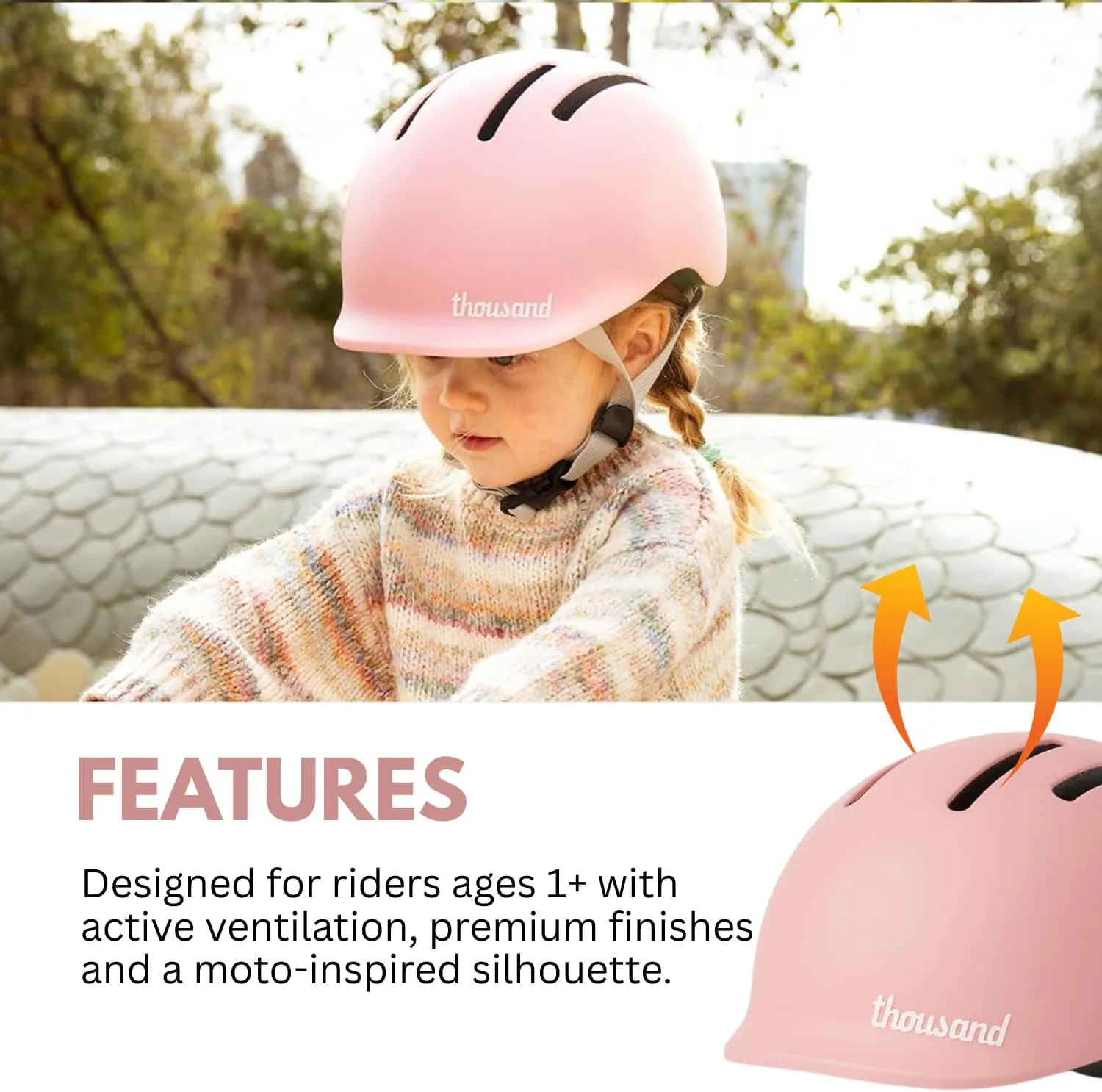 Thousand Kids Helmet – Free Reflective Sticker Pack to Customize, No Pinch Magnetic Buckle, Multi Sport Safety CSPC ASTM CE Certified – Jr Collection
