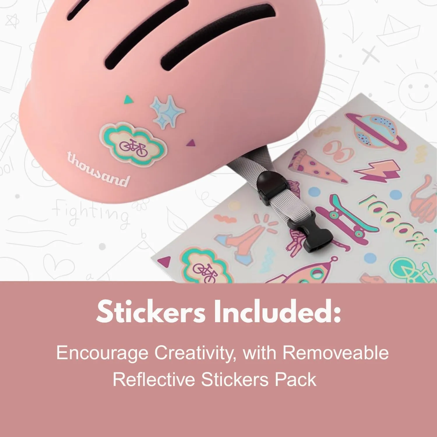 Thousand Kids Helmet – Free Reflective Sticker Pack to Customize, No Pinch Magnetic Buckle, Multi Sport Safety CSPC ASTM CE Certified – Jr Collection