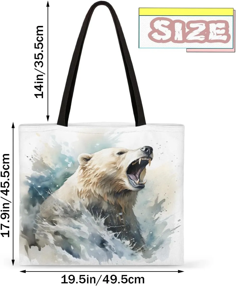 Tiger Cub Tropical Leaves Canvas Tote Bag for Women Men Stylish Tote Handbag Shoulder Bag Reusable Grocery Bag