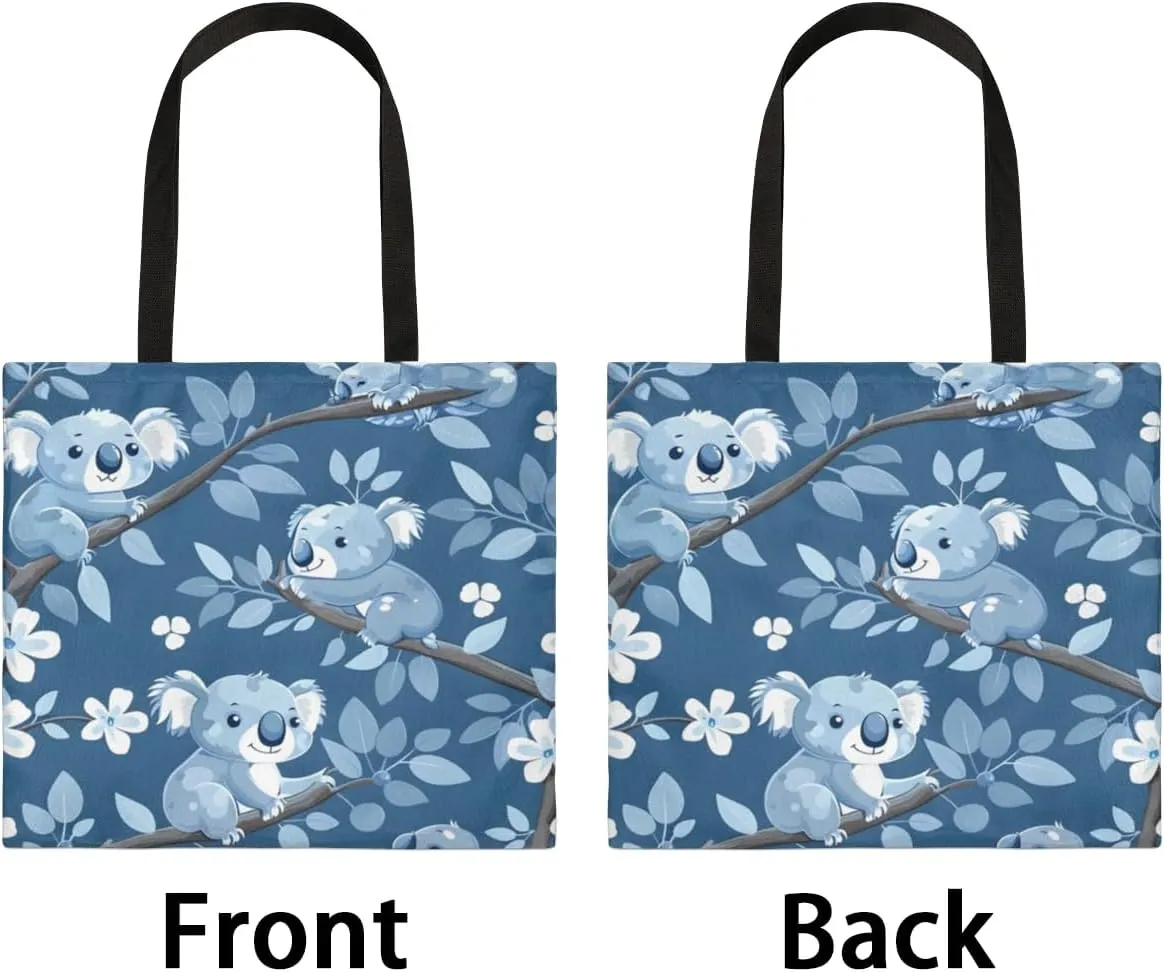 Tiger Cub Tropical Leaves Canvas Tote Bag for Women Men Stylish Tote Handbag Shoulder Bag Reusable Grocery Bag