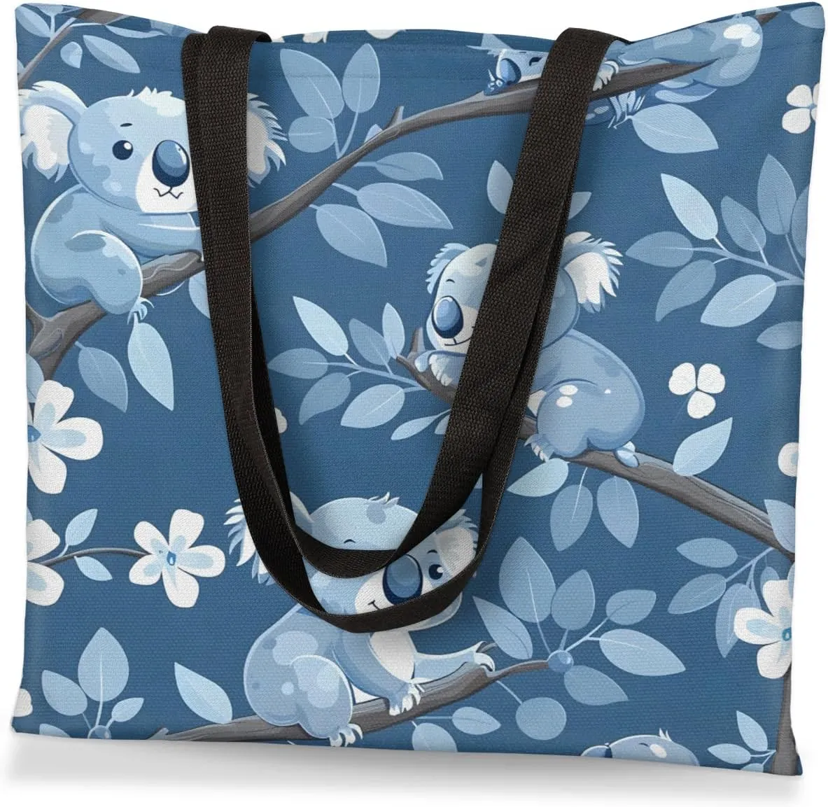 Tiger Cub Tropical Leaves Canvas Tote Bag for Women Men Stylish Tote Handbag Shoulder Bag Reusable Grocery Bag