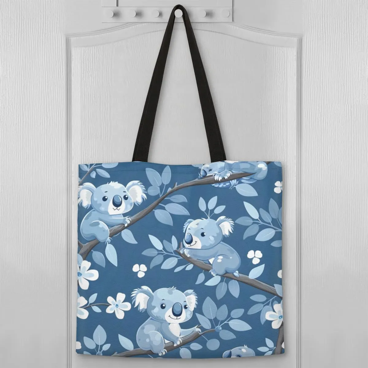 Tiger Cub Tropical Leaves Canvas Tote Bag for Women Men Stylish Tote Handbag Shoulder Bag Reusable Grocery Bag