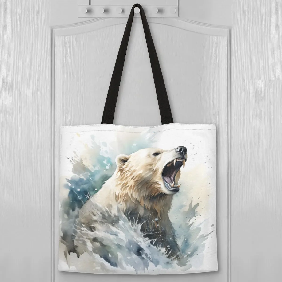 Tiger Cub Tropical Leaves Canvas Tote Bag for Women Men Stylish Tote Handbag Shoulder Bag Reusable Grocery Bag