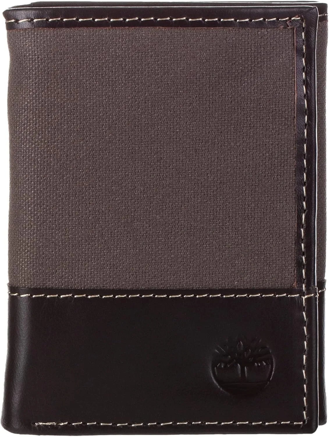 Timberland Men's Canvas & Leather Trifold Wallet, Charcoal, One Size