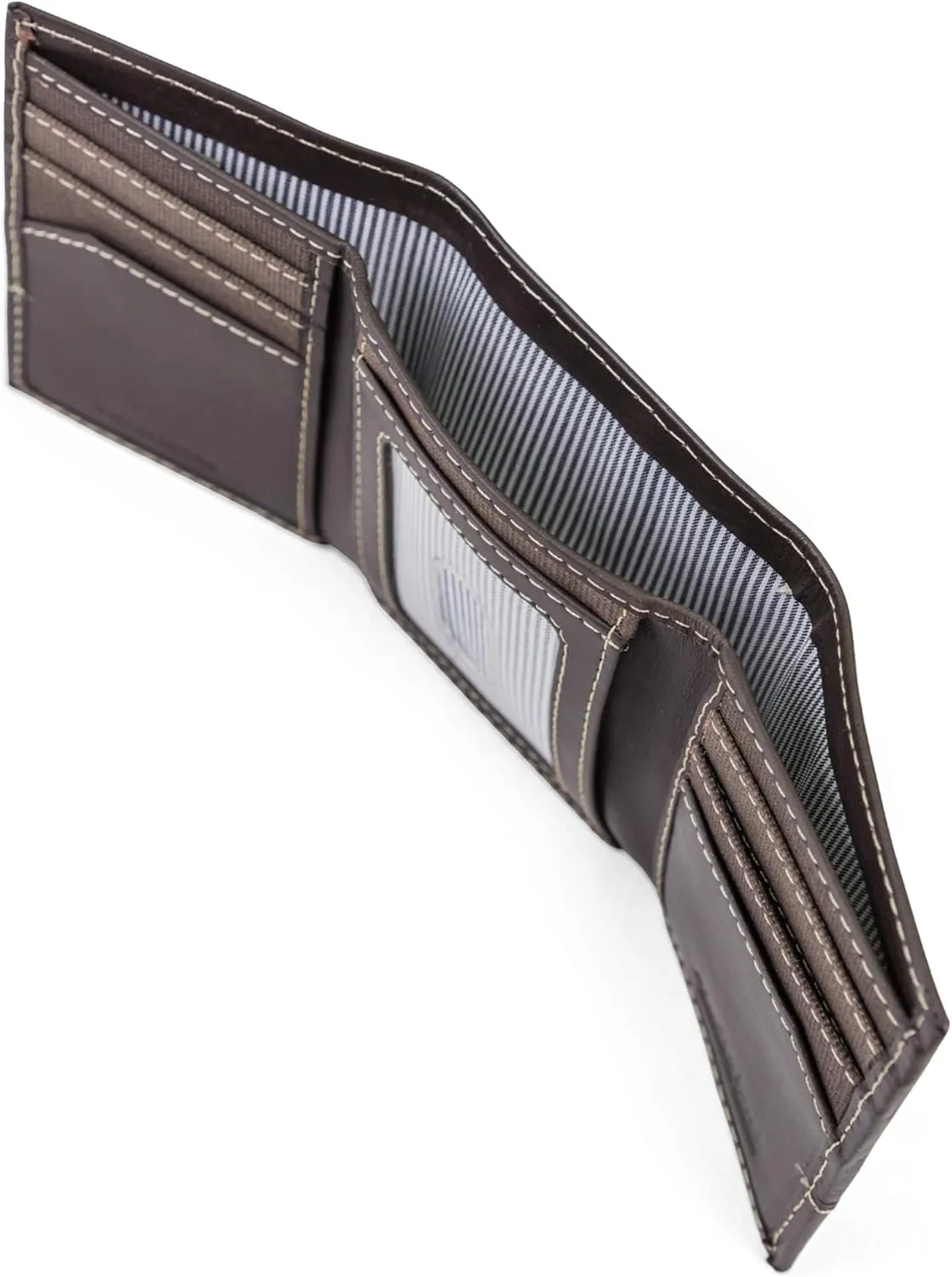 Timberland Men's Canvas & Leather Trifold Wallet, Dark Earth, One Size