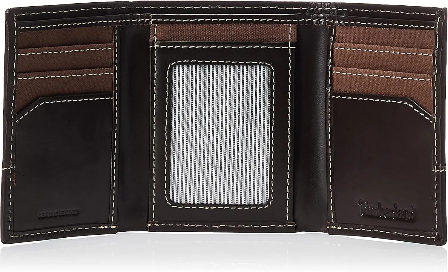 Timberland Men's Canvas & Leather Trifold Wallet, Dark Earth, One Size