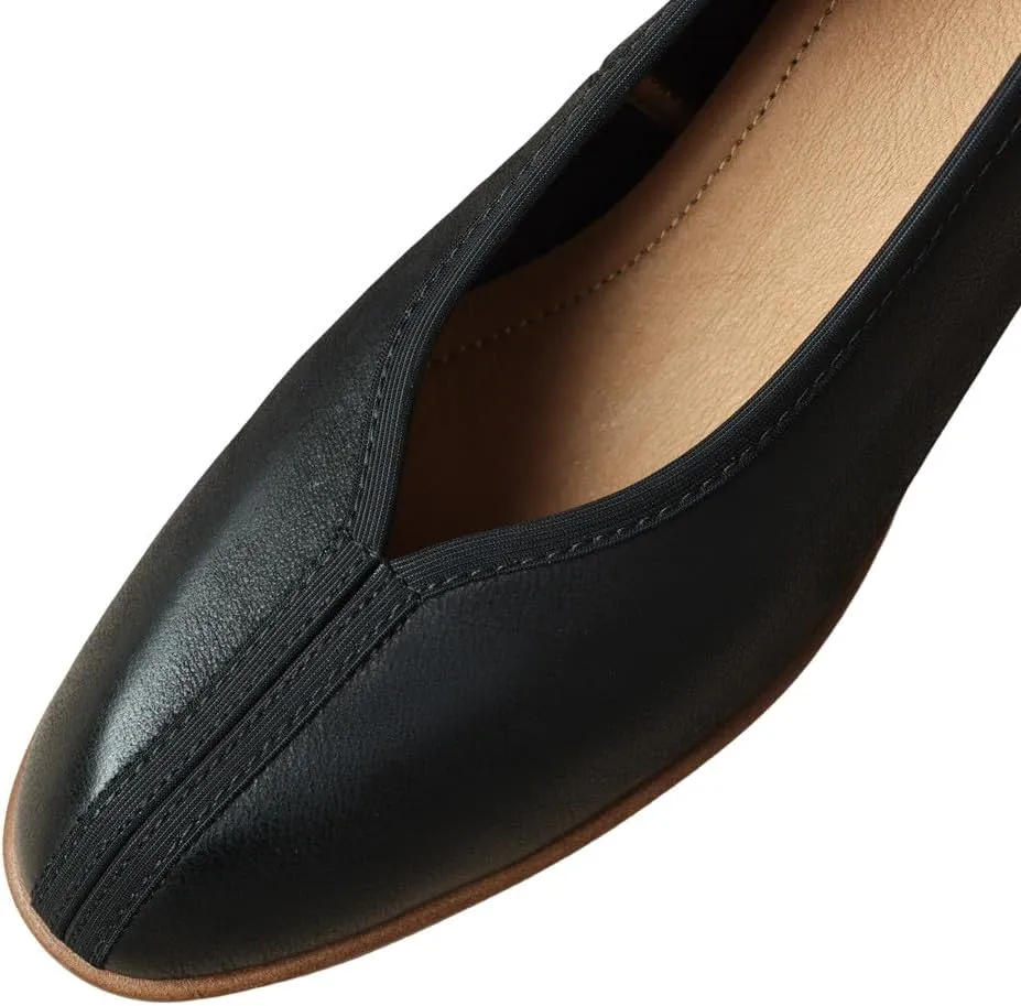 TinaCus Women's Round Toe Genuine Leather Handmade Chunky Heels Office Lady Pumps Shoes