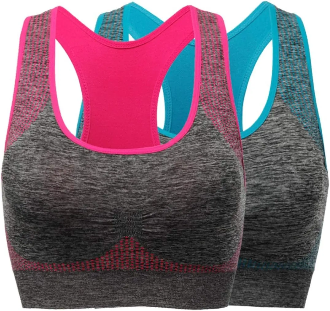 TOBWIZU Sports Bras for Women, Medium Support Yoga Gym Activewear Bras with Pocket