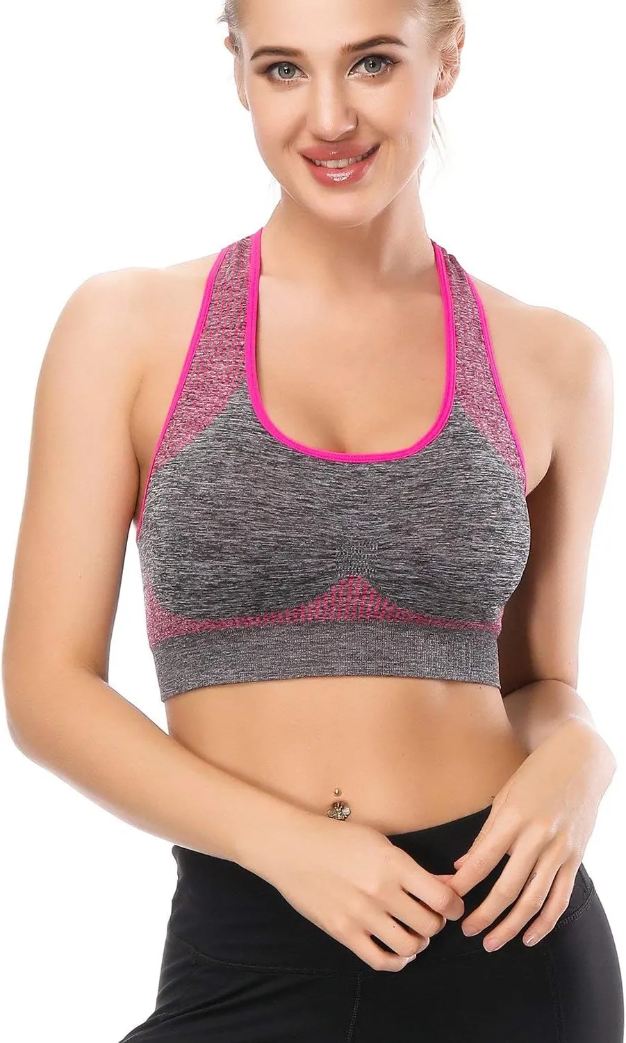 TOBWIZU Sports Bras for Women, Medium Support Yoga Gym Activewear Bras with Pocket