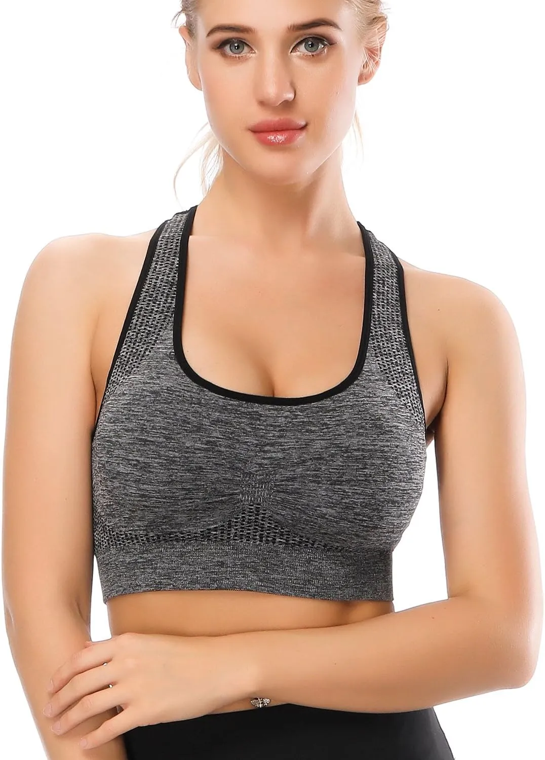 TOBWIZU Sports Bras for Women, Medium Support Yoga Gym Activewear Bras with Pocket