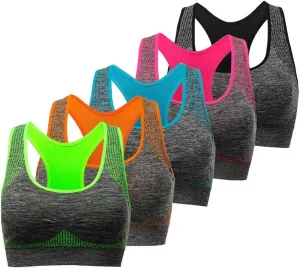 TOBWIZU Sports Bras for Women, Medium Support Yoga Gym Activewear Bras with Pocket