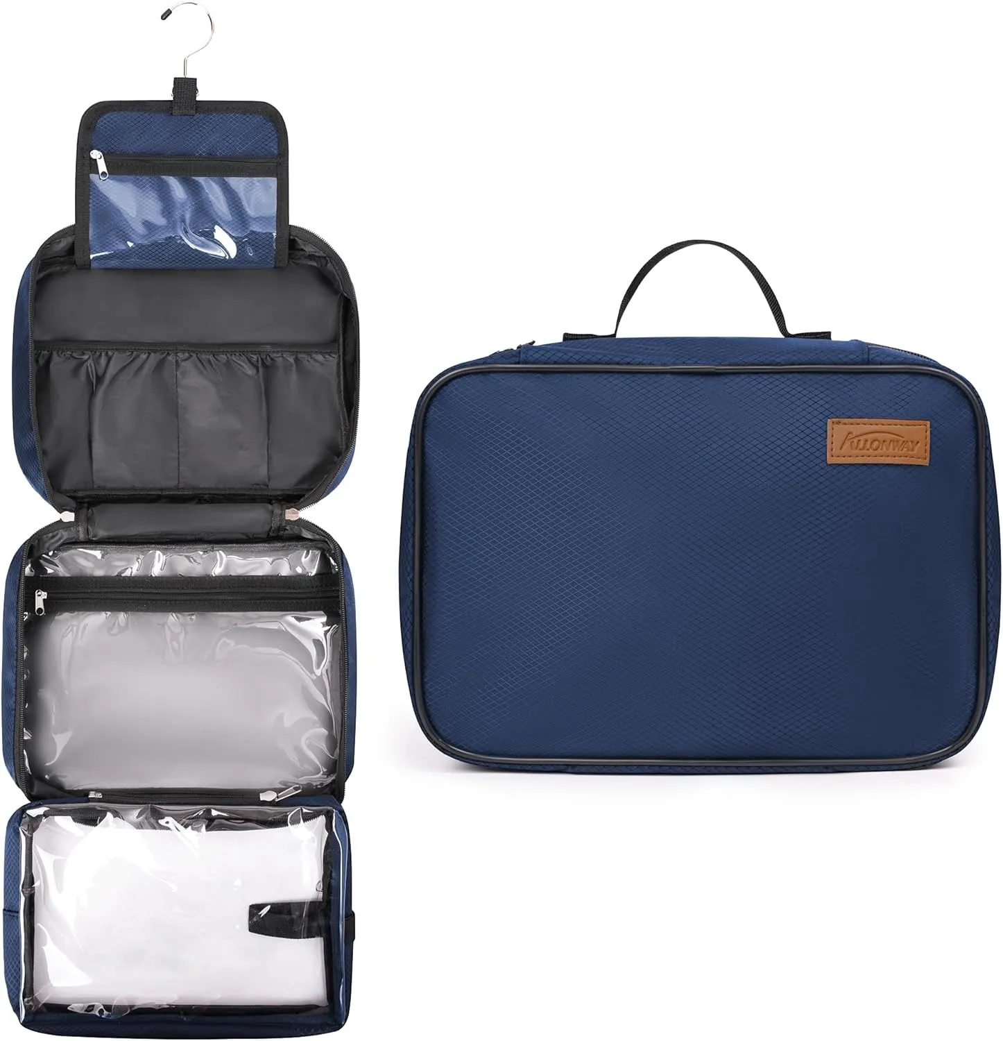 Toiletry Bag, Toiletry Bag for Women, Mens Toiletry Travel Bag with Hanging Hook, Makeup Bag Waterproof, Multi Compartment Toiletry Cosmetic Bag for Travel, Bathroom Shower (Blue)