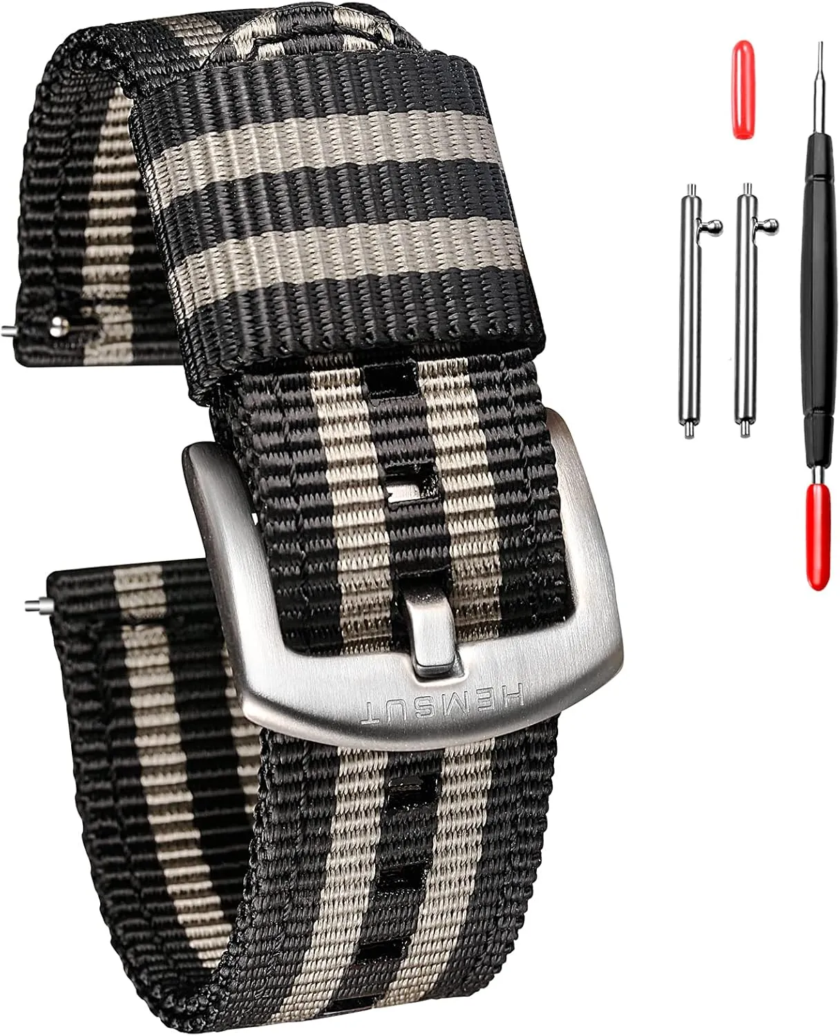 torbollo Quick Release Watch Khaki Bands, Hard 18mm Watch Band for Big Wrist, Quality Nylon Strap and Heavy Duty Brushed Buckle