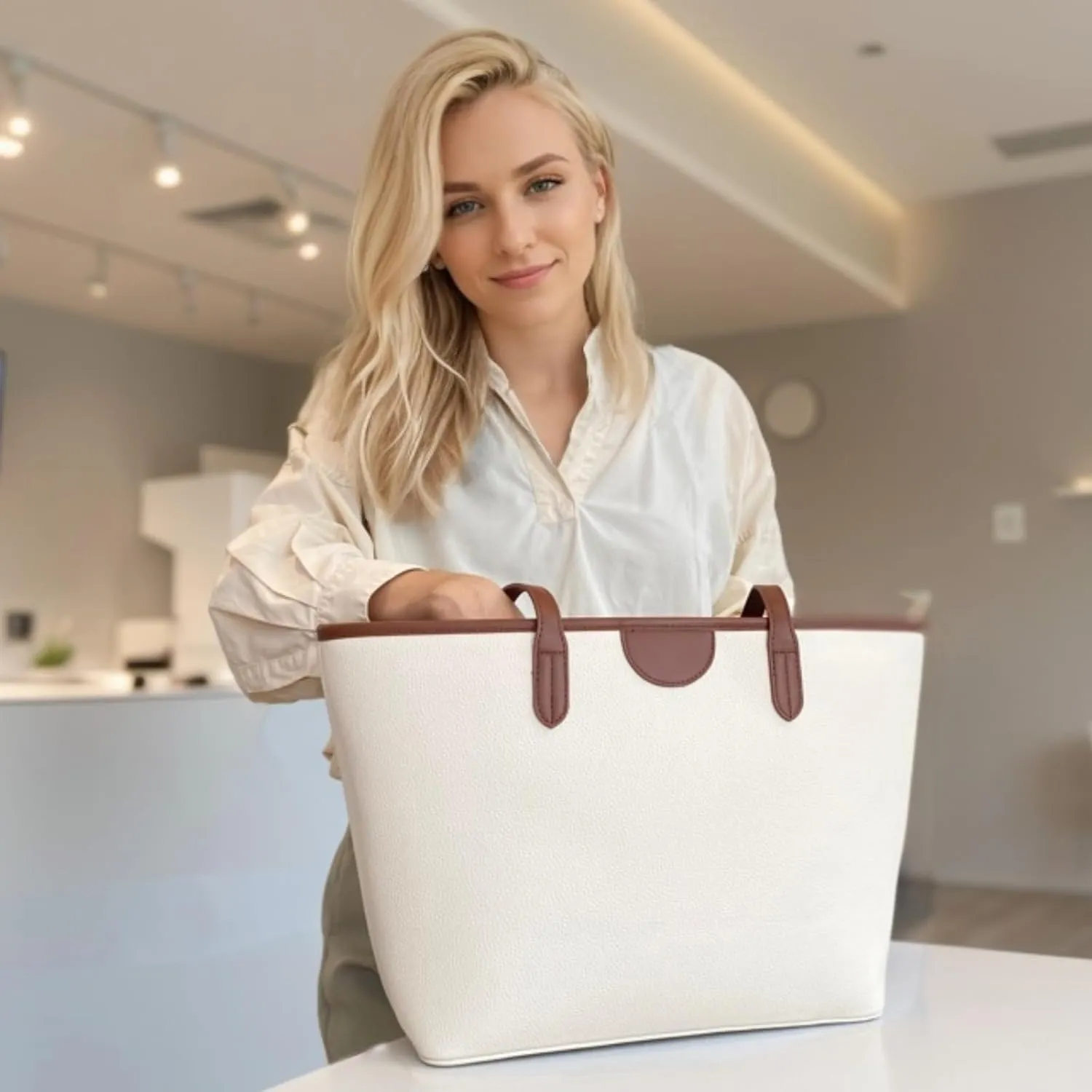 Tote Bag for Women Large Leather Work Bag Travel Shopping Shoulder Handbags 2025 Trendy