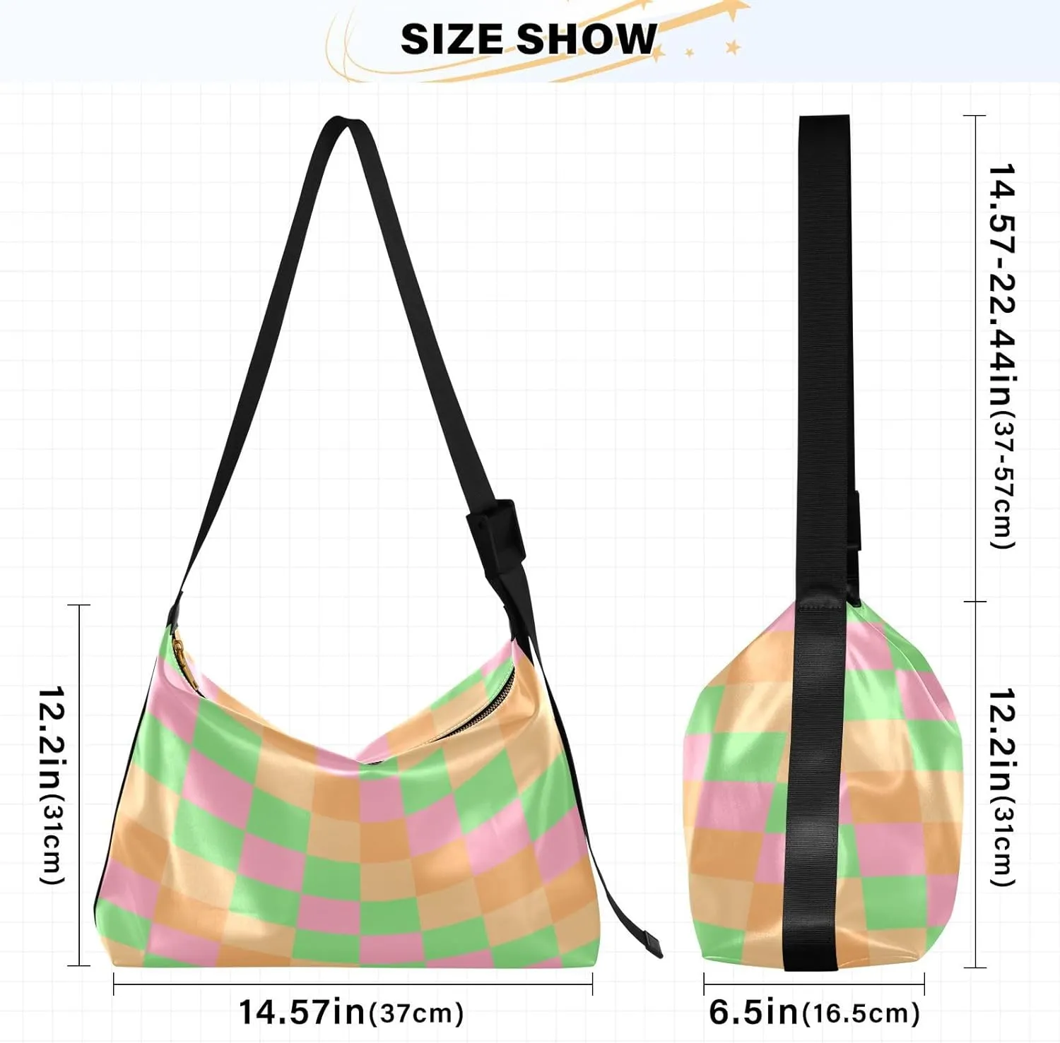 Tote Bag for Women Leather Shoulder Bag Crossbody Bag Girls Cute Tote Bag with Zipper for Work Checkered