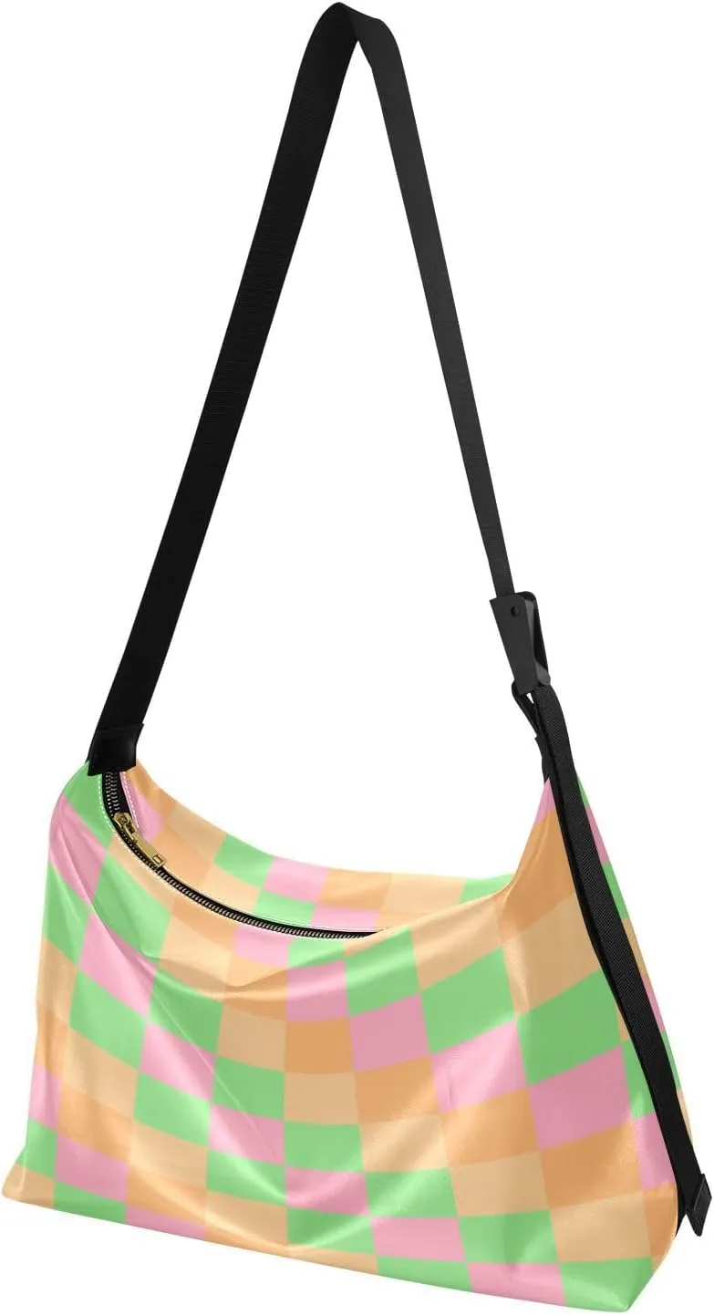 Tote Bag for Women Leather Shoulder Bag Crossbody Bag Girls Cute Tote Bag with Zipper for Work Checkered