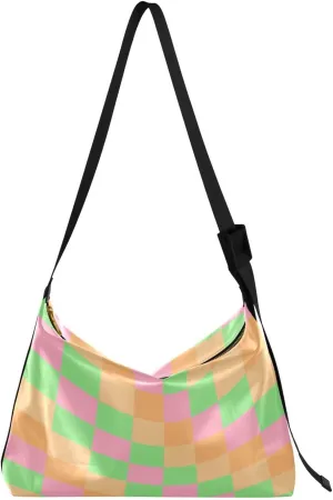 Tote Bag for Women Leather Shoulder Bag Crossbody Bag Girls Cute Tote Bag with Zipper for Work Checkered
