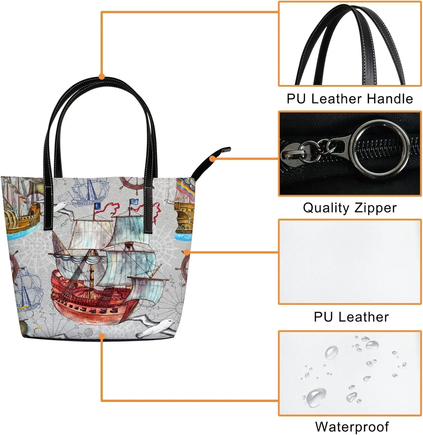 Tote Bag for Women PU Leather Handbags Women's Crossbody Handbags Work Tote Bags for Women Coachbags Tote Bag with Zipper