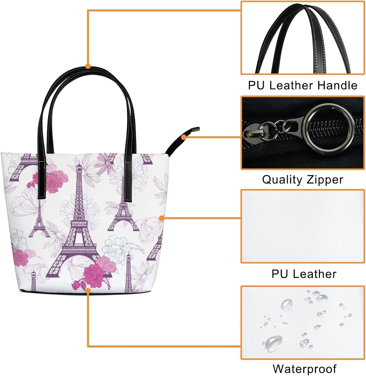 Tote Bag for Women PU Leather Handbags Women's Crossbody Handbags Work Tote Bags for Women Coachbags Tote Bag with Zipper