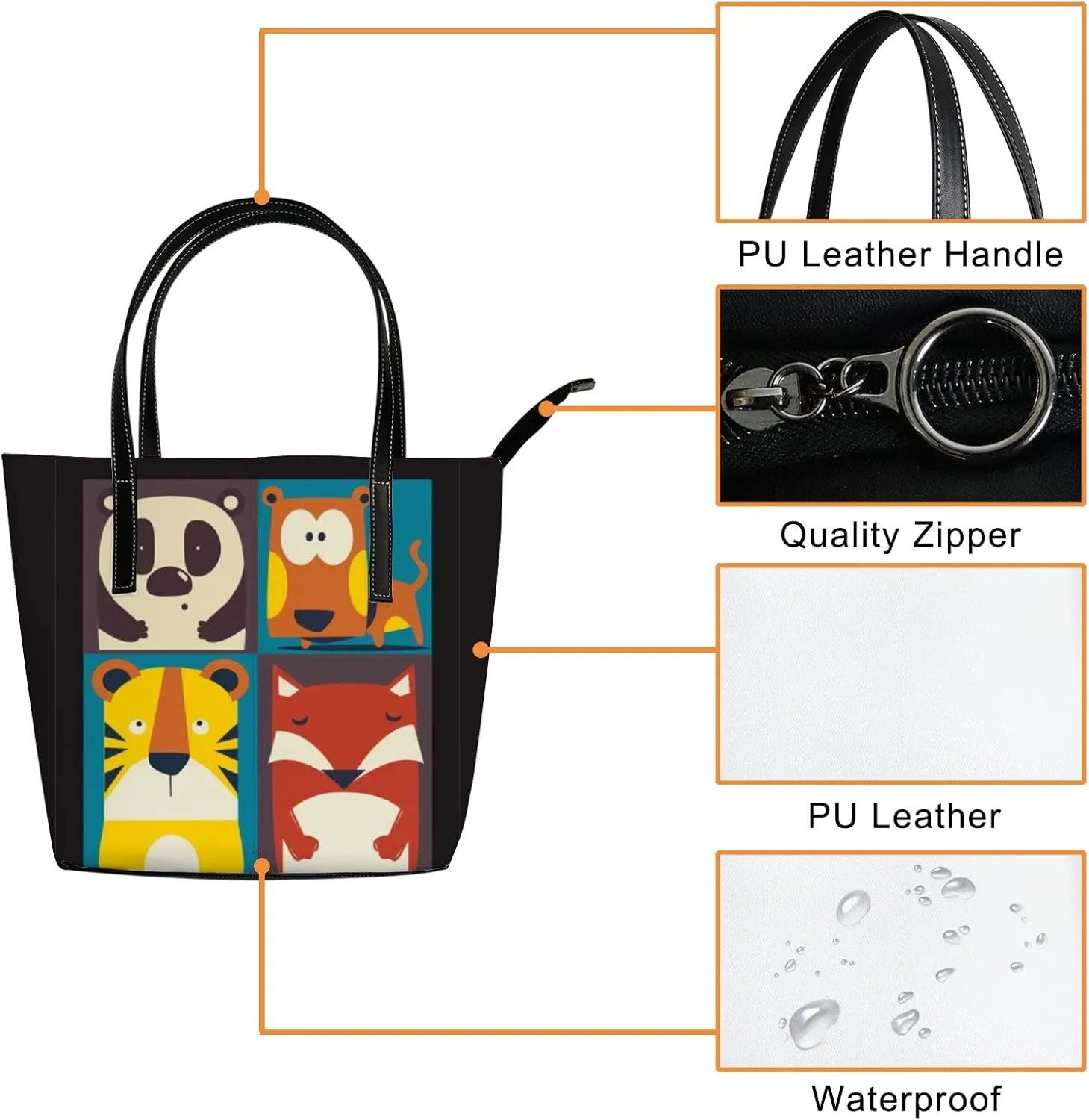 Tote Bag for Women PU Leather Handbags Women's Crossbody Handbags Work Tote Bags for Women Coachbags Tote Bag with Zipper