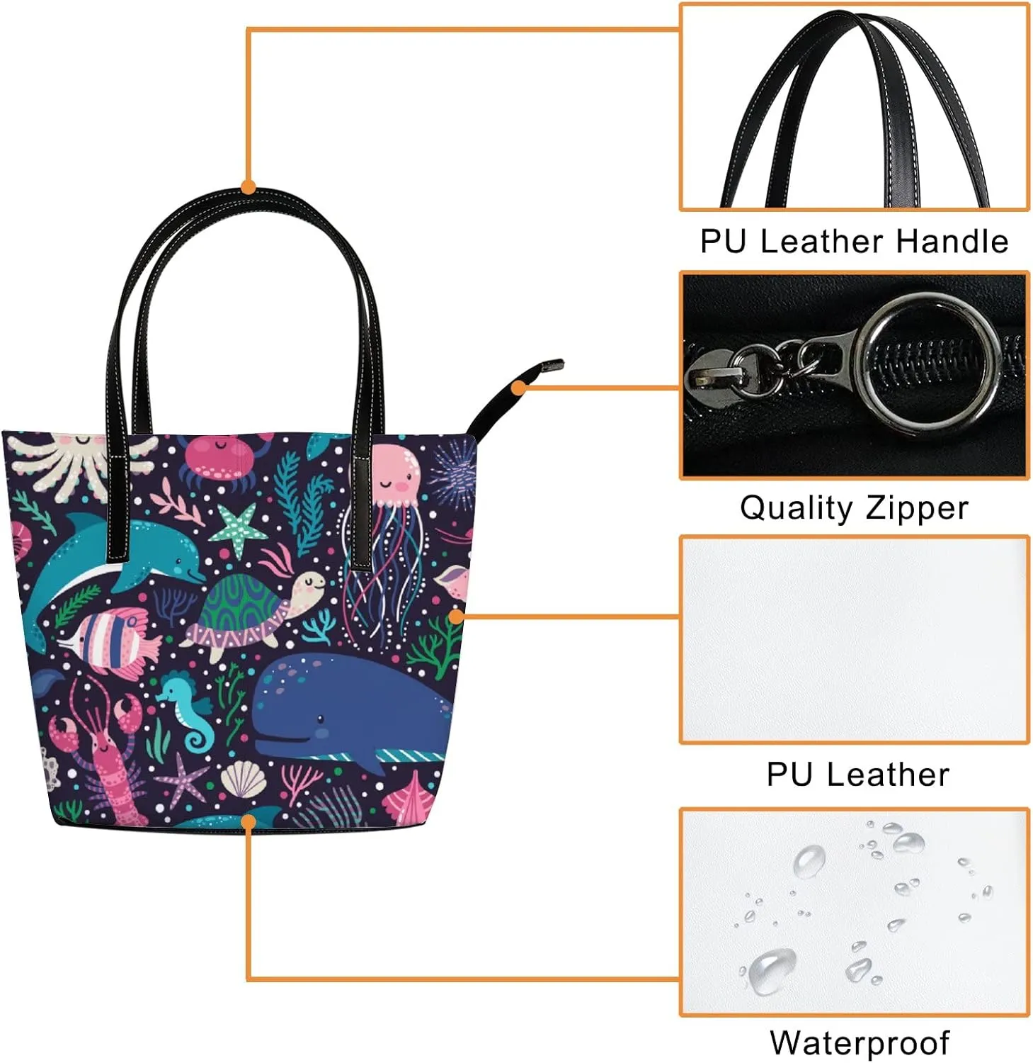 Tote Bag for Women PU Leather Handbags Women's Crossbody Handbags Work Tote Bags for Women Coachbags Tote Bag with Zipper