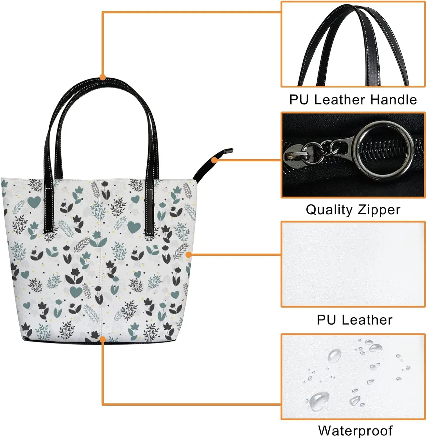 Tote Bag for Women PU Leather Handbags Women's Crossbody Handbags Work Tote Bags for Women Coachbags Tote Bag with Zipper
