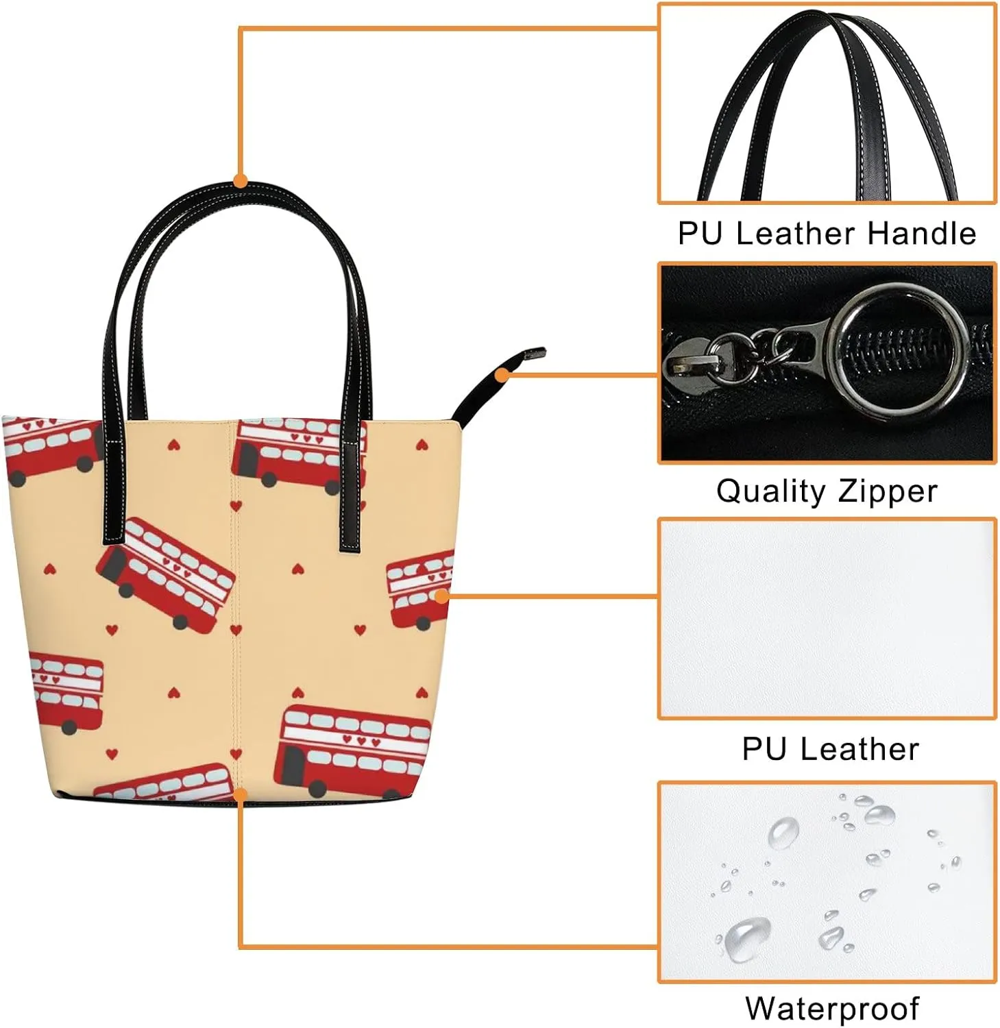Tote Bag for Women PU Leather Handbags Women's Crossbody Handbags Work Tote Bags for Women Coachbags Tote Bag with Zipper