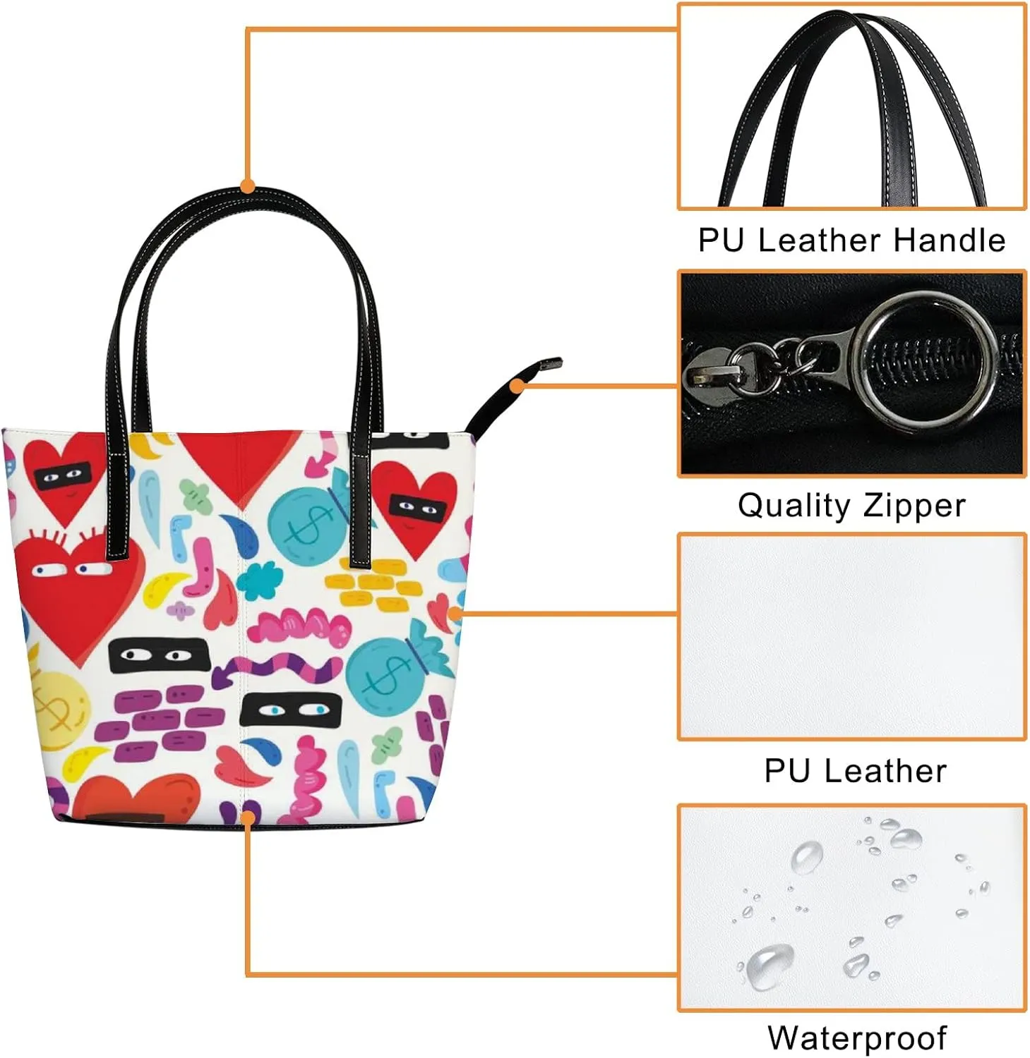 Tote Bag for Women PU Leather Handbags Women's Crossbody Handbags Work Tote Bags for Women Coachbags Tote Bag with Zipper