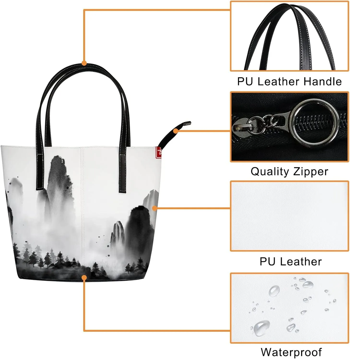 Tote Bag for Women PU Leather Handbags Women's Crossbody Handbags Work Tote Bags for Women Coachbags Tote Bag with Zipper