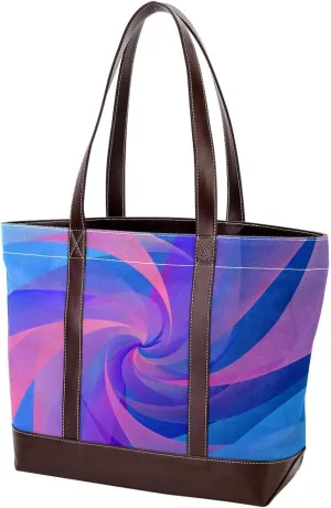 Tote Bag, Large Tote Bag, Tote Bag with Zipper, Modern Blue Pink Line Minimalist Art, Tote Bag for Work