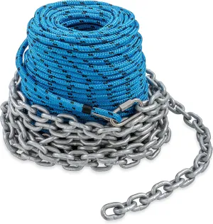 Trac Outdoors 200/15 Anchor Rode – 200 ft Rope with 15 ft Chain - Designed for Use with Trac Brand Electric Winches - Features a 1,900 lb. Break Strength (69082)