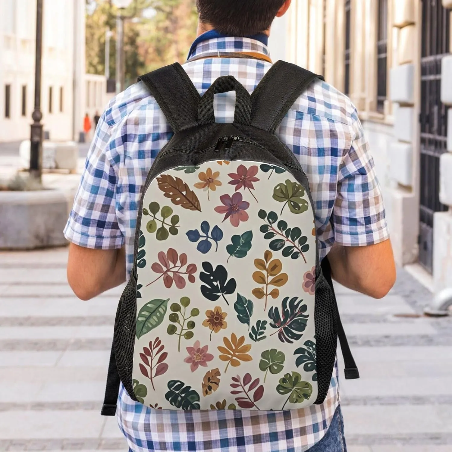 Travel Backpack for Women Men Lightweight 17 inch Laptop Bag Botanical Pattern Backpack Casual Daypack