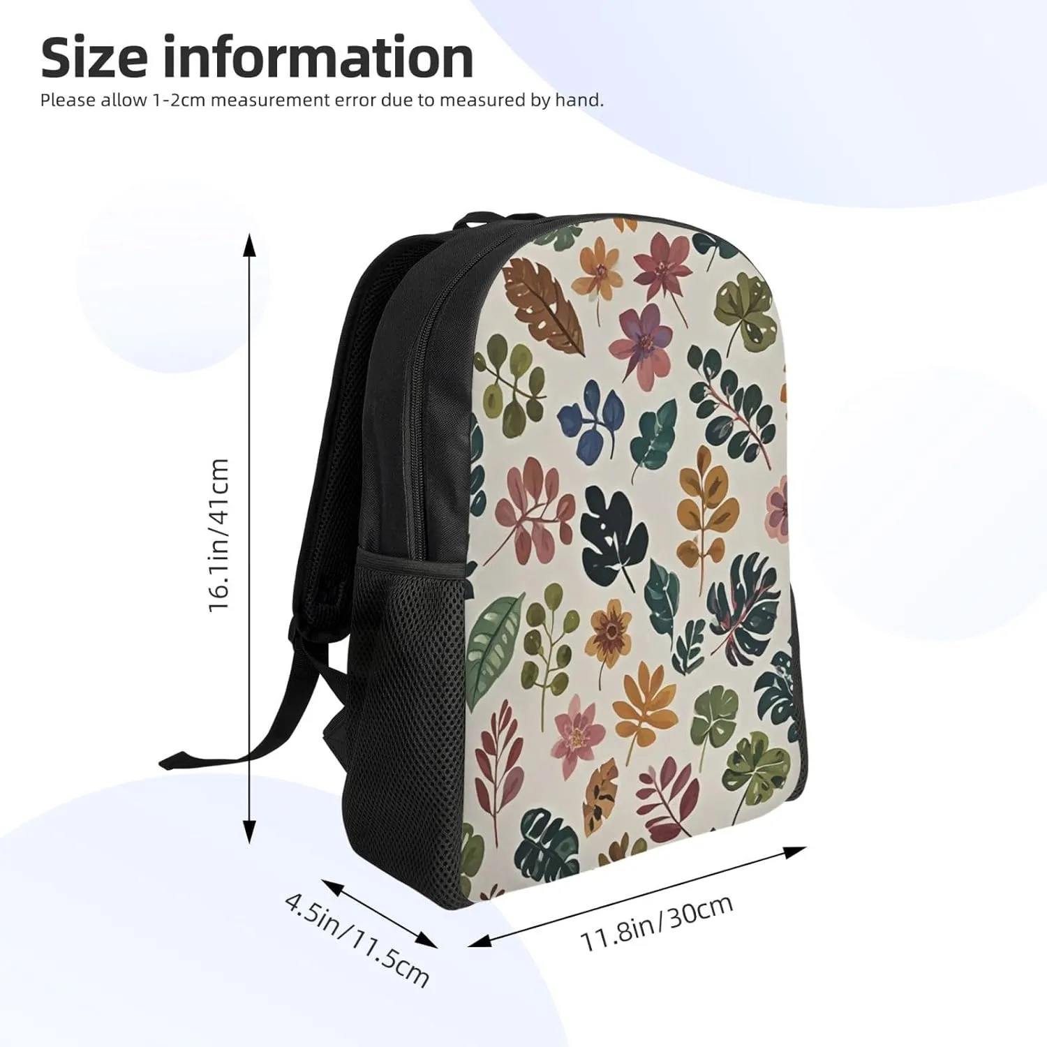 Travel Backpack for Women Men Lightweight 17 inch Laptop Bag Botanical Pattern Backpack Casual Daypack
