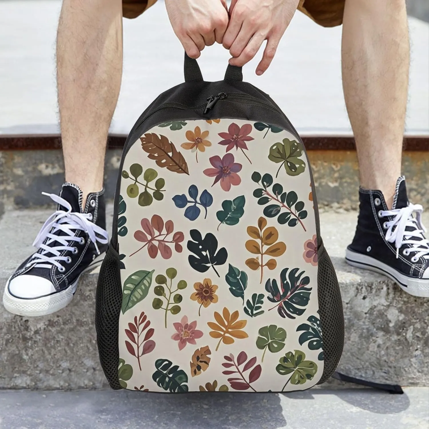 Travel Backpack for Women Men Lightweight 17 inch Laptop Bag Botanical Pattern Backpack Casual Daypack