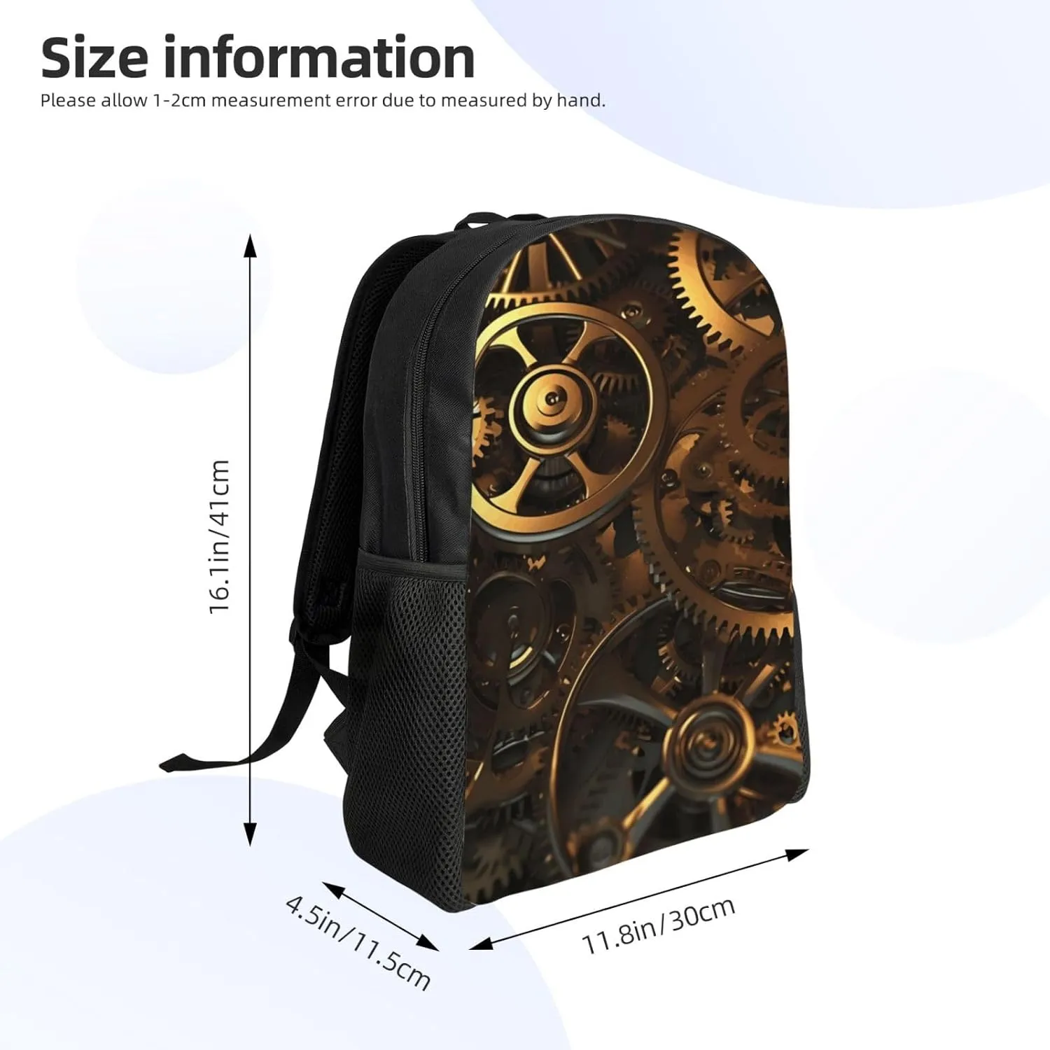 Travel Backpack for Women Men Lightweight 17 inch Laptop Bag Cool Steampunk Gears Backpack Casual Daypack